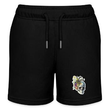 Menschlicher Schädel & Blumen 9 - Kinder Organic Joggingshorts Mini Bolter von Stanley/Stella - Schwarz - Vorne