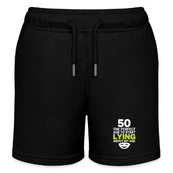 50 Perfect Age Start Lying About My Age - Kids Organic Sweat Shorts by Stanley/Stella - black - Front