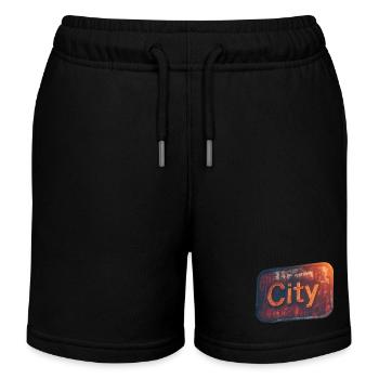 City-Retro-Neon-Style für urbanes Flair - Kinder Organic Joggingshorts Mini Bolter von Stanley/Stella - Schwarz - Vorne