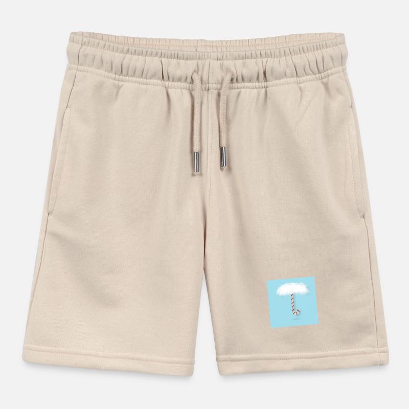 Candy Cane with Clouds Kids Organic Sweat Shorts by Stanley/Stella