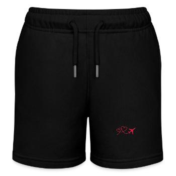 Flugzeug Flieger mit Herz - Kinder Organic Joggingshorts Mini Bolter von Stanley/Stella - Schwarz - Vorne