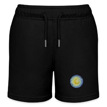 Mond Vincent van Gogh Starry Night Sternennacht - Kinder Organic Joggingshorts Mini Bolter von Stanley/Stella - Schwarz - Vorne