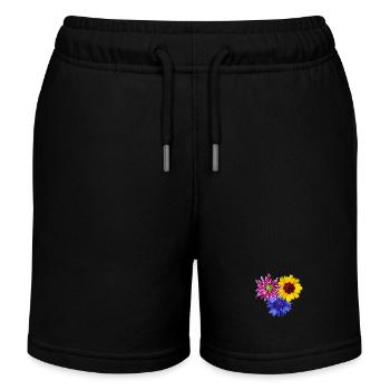 Blumen, blühend, Blüten, blumig, Blume, floral - Kinder Organic Joggingshorts Mini Bolter von Stanley/Stella - Schwarz - Vorne