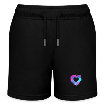 Coeur aquarelle avec des couleurs roses et bleu clair - Short de jogging enfant bio Stanley/Stella - noir - Devant