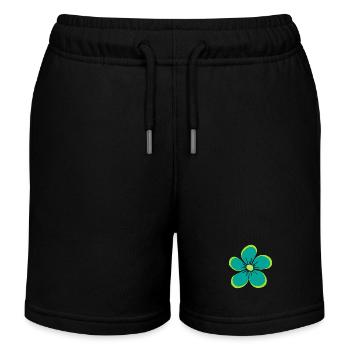 Fleur verte, fleur, floral, motif floral, floral - Short de jogging enfant bio Stanley/Stella - noir - Devant