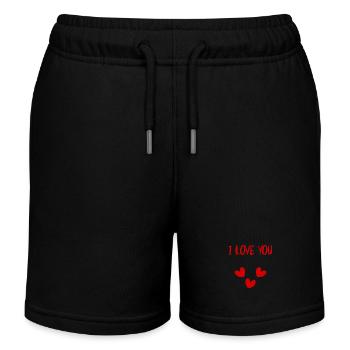ICH LIEBE DICH. LIEBE. VALENTINSTAG. JUNGGESELLINNENABSCHIED. ICH LIEBE DICH. - Kinder Organic Joggingshorts Mini Bolter von Stanley/Stella - Schwarz - Vorne