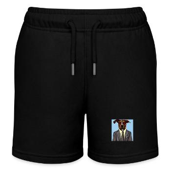 Hund im Anzug Manager lustige Hipster Tiere - Kinder Organic Joggingshorts Mini Bolter von Stanley/Stella - Schwarz - Vorne