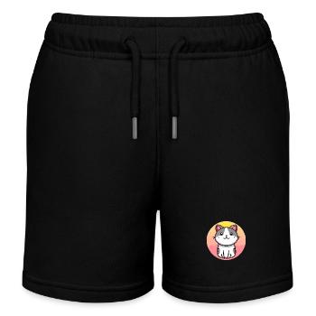 Cute cat in sunset - Kids Organic Sweat Shorts by Stanley/Stella - black - Front