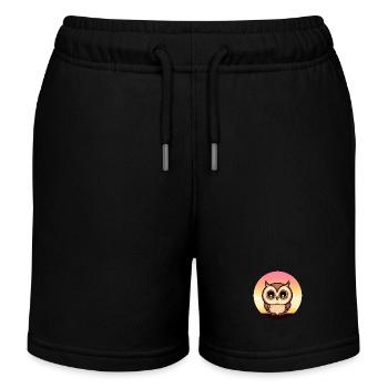 Eule im Sonnenuntergang - Kinder Organic Joggingshorts Mini Bolter von Stanley/Stella - Schwarz - Vorne