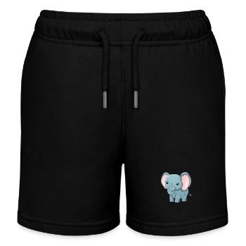 Süßer Grauer Elefant - Afrika - Kinder Organic Joggingshorts Mini Bolter von Stanley/Stella - Schwarz - Vorne