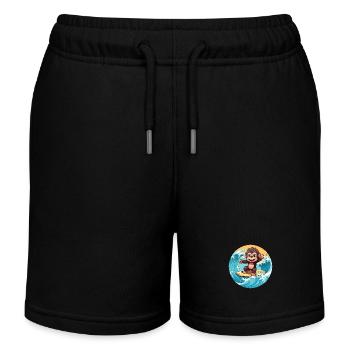 Surfing chimpanzee, sporty animal design - Kids Organic Sweat Shorts by Stanley/Stella - black - Front