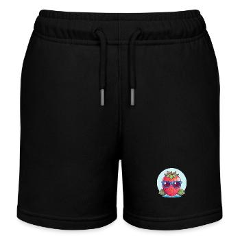 Kawaii Erdbeere im Sunset: Cool & Fruchtig - Kinder Organic Joggingshorts Mini Bolter von Stanley/Stella - Schwarz - Vorne