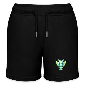 Alien in comic book style as angel with wings - Kids Organic Sweat Shorts by Stanley/Stella - black - Front