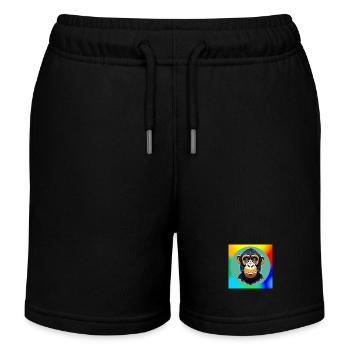 Chimpanzee Cartoon - Kids Organic Sweat Shorts by Stanley/Stella - black - Front