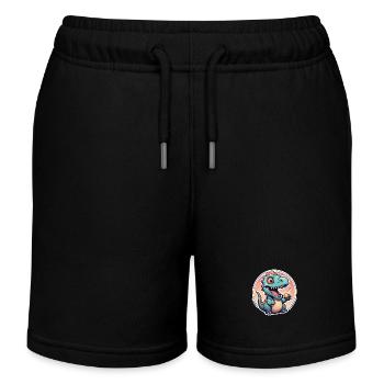 Karikatur-Dinosaurier - Kinder Organic Joggingshorts Mini Bolter von Stanley/Stella - Schwarz - Vorne