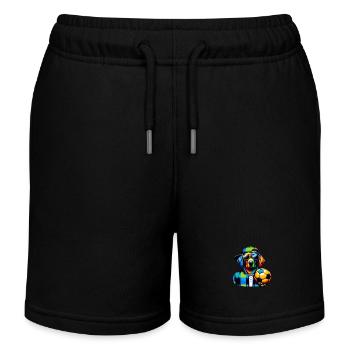 Soccer Dog Ready For Game Day! - Football Art - Kids Organic Sweat Shorts by Stanley/Stella - black - Front