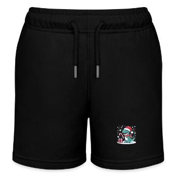 Weihnachtlicher T-Rex - Kinder Organic Joggingshorts Mini Bolter von Stanley/Stella - Schwarz - Vorne