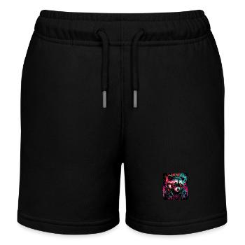 Cyber raccoon - Kids Organic Sweat Shorts by Stanley/Stella - black - Front