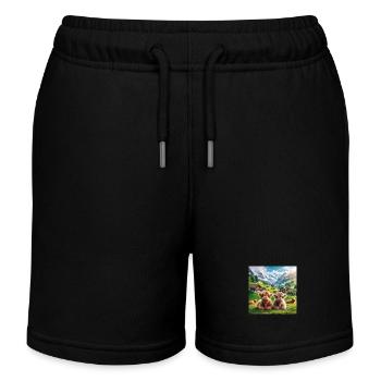 Adorable ultra fluffy Highland cattle - Kinder Organic Joggingshorts Mini Bolter von Stanley/Stella - Schwarz - Vorne