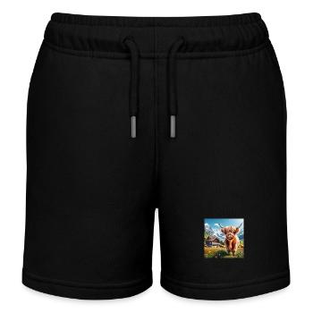 Vache Highland dans un paysage suisse - Short de jogging enfant bio Stanley/Stella - noir - Devant