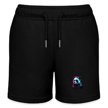 Panda hipster - Short de jogging enfant bio Stanley/Stella - noir - Devant