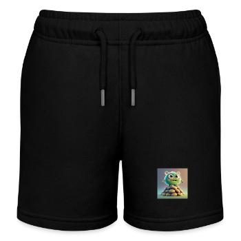 cute monster scary funny spooky sitting on a heap - Kids Organic Sweat Shorts by Stanley/Stella - black - Front