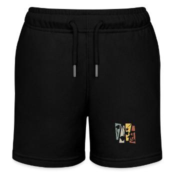 Vintage Retro Pilze - Kinder Organic Joggingshorts Mini Bolter von Stanley/Stella - Schwarz - Vorne