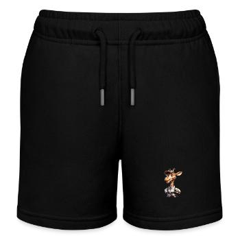 Rennfahrer Giraffe - Kinder Organic Joggingshorts Mini Bolter von Stanley/Stella - Schwarz - Vorne