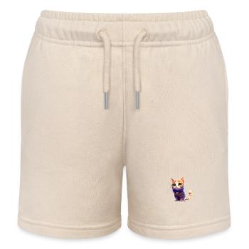 Cat - Kids Organic Sweat Shorts by Stanley/Stella - soft Ecru - Front