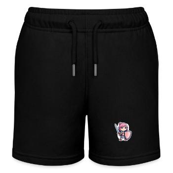 Mignonne guerrière cheveux roses épée et bouclier - Short de jogging enfant bio Stanley/Stella - noir - Devant