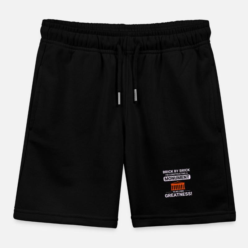 Monumental Brick Mastery: Humorous Bricklayer Kids Organic Sweat Shorts by Stanley/Stella