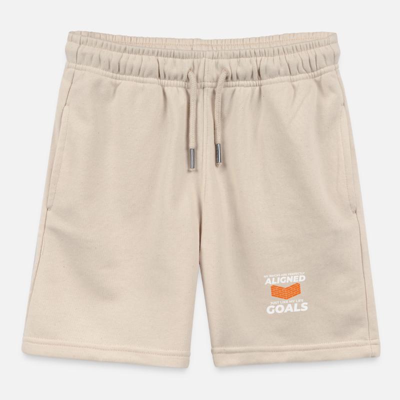 Aligned Bricks, Aligned Goals: Humorous Bricklayer Kids Organic Sweat Shorts by Stanley/Stella