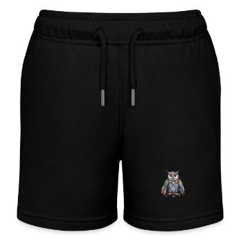 Schamanisches Krafttier Eule, Weisheit Intuiotion - Kinder Organic Joggingshorts Mini Bolter von Stanley/Stella - Schwarz - Vorne