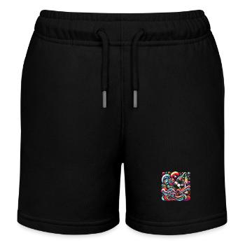 Retro-Wirbel-Vibes - Kinder Organic Joggingshorts Mini Bolter von Stanley/Stella - Schwarz - Vorne