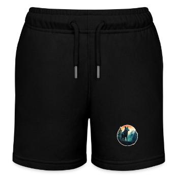Nordischer Wolf voller Wald - Kinder Organic Joggingshorts Mini Bolter von Stanley/Stella - Schwarz - Vorne
