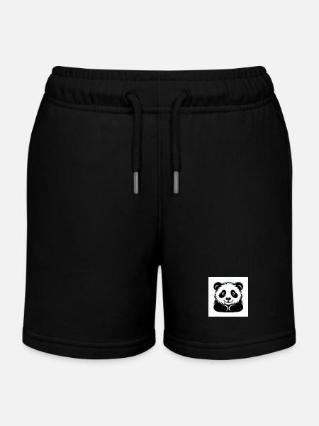 Ours panda joyeux - Short de jogging enfant bio Stanley/Stella - noir
