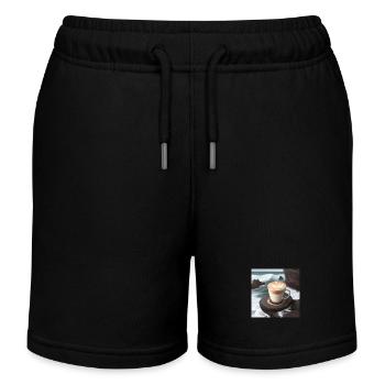 Stormy Sea Latte Art - Kids Organic Sweat Shorts by Stanley/Stella - black - Front