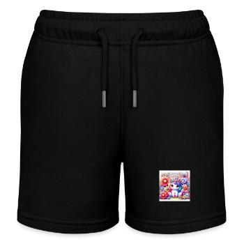 Cartoon Einhorn - Kinder Organic Joggingshorts Mini Bolter von Stanley/Stella - Schwarz - Vorne