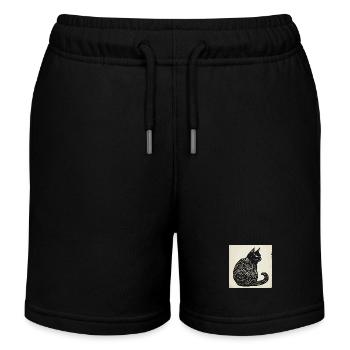 Schwarze Katze Haustier Kätzchen Mietze Schnurren - Kinder Organic Joggingshorts Mini Bolter von Stanley/Stella - Schwarz - Vorne