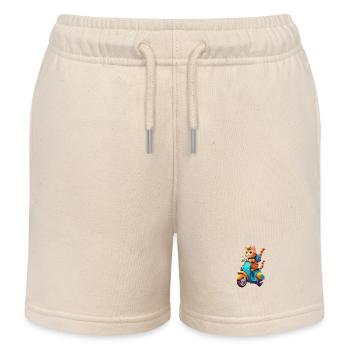 Katze fährt Roller - Kinder Organic Joggingshorts Mini Bolter von Stanley/Stella - Natur - Vorne