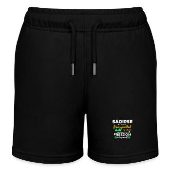 Funny Irish Girl Name: Saoirse - Free-Spirited - Kids Organic Sweat Shorts by Stanley/Stella - black - Front