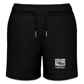 Hydroplane Boat Racing Humor Puddle Jumping Funny - Kids Organic Sweat Shorts by Stanley/Stella - black - Front