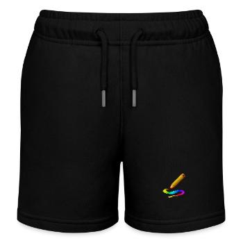 Rainbow pencil color life drawing illustration - Kids Organic Sweat Shorts by Stanley/Stella - black - Front