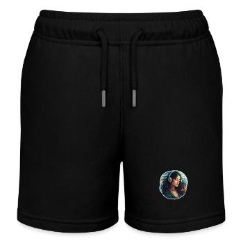 Teenager Musik hörend - Kinder Organic Joggingshorts Mini Bolter von Stanley/Stella - Schwarz - Vorne