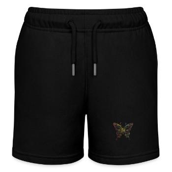 Neonfarbener Schmetterling - Kinder Organic Joggingshorts Mini Bolter von Stanley/Stella - Schwarz - Vorne