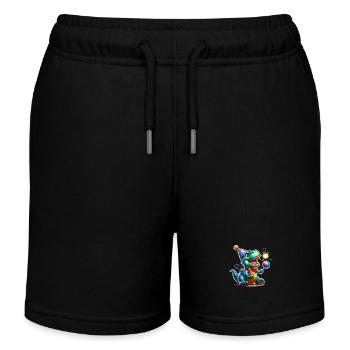Party Dino - Kids Organic Sweat Shorts by Stanley/Stella - black - Front