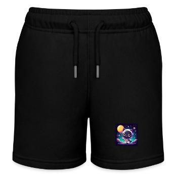 Space Kitty with balloon in space - Kids Organic Sweat Shorts by Stanley/Stella - black - Front