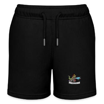 Feuersaurus Dinosaurier Feuerwehrmann Karikatur - Kinder Organic Joggingshorts Mini Bolter von Stanley/Stella - Schwarz - Vorne