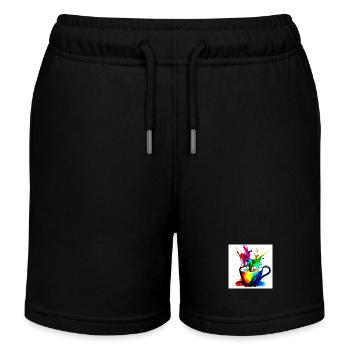 Kaffeetassen bunt 41 - Kinder Organic Joggingshorts Mini Bolter von Stanley/Stella - Schwarz - Vorne