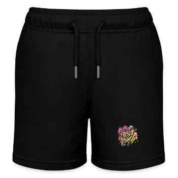 Kmoet just niks, Antwerp dialect shirts - Kids Organic Sweat Shorts by Stanley/Stella - black - Front